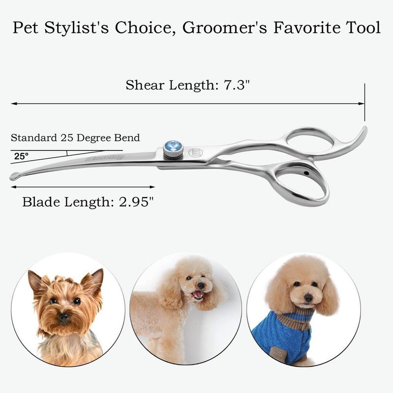 Moontay Professional Dog Grooming Straight, Curved, Thinning/Blending/Chunking Scissors Kit, JP-440C Stainless Steel Pet Cat Hair Cutting/Trimming Shears, Silver - Image 3